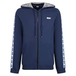 DKNY Men's Dkny Long Sleeved Hooded Zip Top in Navy With Branded Arm Detailing - 100% Cotton Men Hoody, Navy, XL