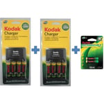 2st Kodak Batteriladdare Inkl 8st Aa Och Aaa Nimh Batterier