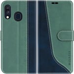 Mulbess Samsung Galaxy A40 Case, Samsung Galaxy A40 Phone Cover, Stylish Flip Leather Wallet Phone Case for Samsung Galaxy A40, Mint Green