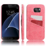 Samsung Galaxy S7 Design Slim Cover Wallet - Kortfack Kort(rosa)