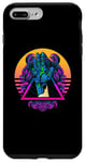Coque pour iPhone 7 Plus/8 Plus Cool Retro Robot main coucher de soleil look années 80 et 90