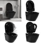 Toalettstol vägghängd utan spolkant keramisk svart - Vägghängd Toalett - Vägghängda Toaletter - Home & Living