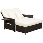 Brun 2-Sits Polyrattan Lounge med Dyna och Pall
