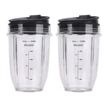 2 Pcs 18Oz Replacement Ninja Blender Cups with Lid for Ninja Auto IQ BL480 Y3