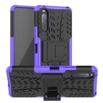 LFDZ Compatible with Sony Xperia 10 II Case,Heavy Duty Tough Armour Rugged Shockproof Cover with Kickstand Case For Sony Xperia 10 II Smartphone (Not fit Sony Xperia 1 II),Purple
