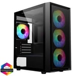 [Clearance] CiT Luna Black Micro-ATX PC Gaming Case with 4 x 120mm Infinity ARGB Fans Included 1 4-Port Fan Hub Tempered Glass Side Panel