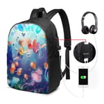 Lawenp Ponyo on The Cliff Laptop Backpack- with USB Charging Port/Stylish Casual Waterproof Backpacks Fits Most 17/15.6 Inch Laptops and Tablets/for Work Travel School