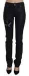 GALLIANO Jeans Black Swan Floral Embroidered Mid Waist Skinny Denim s. W27