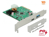 DeLOCK PCI Express x4 Card till 1xUSB-C 30W PD + 1xUSB-A, USB 3.2 Gen2, inkl. Low Profile bracket