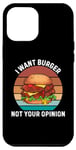 Coque pour iPhone 15 Plus Rétro Je veux un burger, pas votre avis, amateur de hamburgers vintage