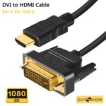 Câble HDMI vers DVI 1080P 3D DVI vers HDMI, 24 + 1 Pin, câbles d'adaptation plaqués or pour boîtier TV, DVD, 1 M - 21HTMDL0927A01648