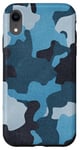 iPhone XR Blue Vintage Camo Realistic Worn Out Effect Case