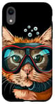 Coque pour iPhone XR Tuba amusant avec masque de plongée en forme de chat