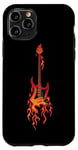 Coque pour iPhone 11 Pro Design de guitare Burning Fire pour les fans de musique et les guitaristes