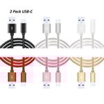 2 Pack 2m USB-C laddare till Samsung S10, S10E, S10 Plus Vit