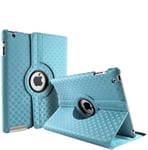 3D Diamond Rotate Case for Apple iPad Air 1 (2013) A1474 A1475 A1476 Leather 360 Degree Folding Swivel Folio Stand Cover (Light Blue)