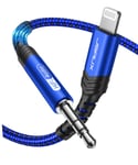 Câble AUX iPhone Câble audio de voiture 1,8M [Certifié Apple MFi] Lightning vers jack 3,5mm pour écouteurs Câble nylon pour 13 13 Mini 13 Pro 13 Pro Max 12 12 Pro Max 11 11 Pro X XS XR 8-Bleu