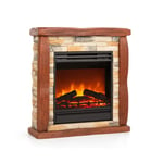 Klarstein Lienz Electric Fire with Flame Effect - Electric Fireplace, Electric Fire Place, 900/1800W, OpenWindow Detection, Dimmable Light, Weekly Timer, Thermostat, Remote, Stone Look, Reddish Brown