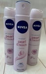 Nivea Pearl and Beauty 48h Anti-Perspirant Deodorant Spray, 3 x 250ml