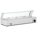 Royal Catering Bain marie - 2,000 W 3 GN 1/2 Tappkran Glasskydd