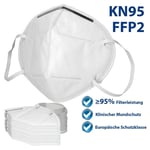 ECD Germany 5 bit respirator dammask näsa-mun mask FFP2 KN95 - 4-skikt filterstruktur nonwoven näsklämma vit - mask ansiktsmask ansiktsmask