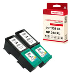 NOPAN-INK - x4 Cartouches compatibles pour HP 339XL + 344XL (C8767EE + C9363EE) compatibles HP HP DeskJet 5700 5740 5745 5900 5940 5943 5950 6500 652