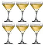 Pasabahce Set Of 6 Twist Coupe 280ml Champagne Cocktail Wine Drinking Glasses