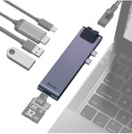 Baseus Multifunctional HUB 7in1 USB C Thunderbolt Dockningsstation (MacBook Pro 2016/2017/2018) grå