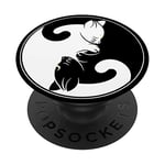 Kawaii Yin Yang Black Cat With Moon Crescent Head Manga Neko PopSockets PopGrip: Swappable Grip for Phones & Tablets