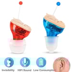 Mini digital hörapparat In-ear Osynlig ljudförstärkare Röstljud Seniorer Red Blue 1Pair
