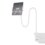 SAIJI Gooseneck Tablet Stand, Flexible Lazy Arm Tablet Holder for Bed, Desk with 360 Adjustable Clamp, Compatible with All 4.7-11 In Devices, iPad Pro, Air, Samsung Tab, HUAWEI matepad, Switch (White)