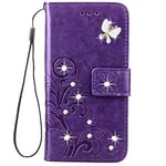 Lucky Shop1234 Galaxy S9 Case, S9 Case, Fashion Handmade 3D Bling Diamond PU Leather Stand Flip Case Cover With Card Holder Folio Wallet Case for Samsung Galaxy S9 (Purple)