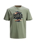 Jack & Jones JACK&JONES Mens casual cotton t-shirt crew neck short sleeves - Olive - Size Small