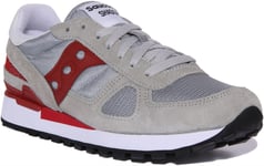 Saucony Shadow Original Mens 80s Retro Trainers In Grey Red Size UK 6 - 12