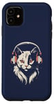 Coque pour iPhone 11 Chat avec casque musique cool DJ gamer chat design
