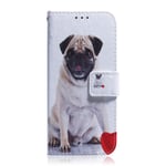 Huzhide Samsung Galaxy A40 Phone Case 2019, PU Leather Wallet Case Flip Soft TPU Shockproof Shell Slim Fit Protective Cover for Samsung A40 2019 with Card Holder Magnetic Closure Stand - Dog