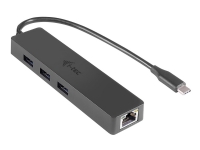 i-Tec USB C Slim 3-port HUB with Gigabit Ethernet adapter - Hubb - 3 x SuperSpeed USB 3.0 + 1 x 10/100/1000 - skrivbordsmodell