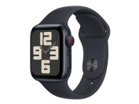 Apple Watch SE (GPS + Cellular) - 2a generation - 40 mm - midnattsaluminium - smart klocka med sportband - fluoroelastomer - midnatt - bandstorlek: M/L - 32 GB - Wi-Fi, LTE, Bluetooth - 4G - 27.8 g