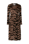 Coster Copenhagen - Kjole Long Dress Brun 40 Brown Zebra Mesh 991 Trikot|Polyester|Elastan