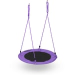 Relaxdays - Balançoire nid d'oiseau, ronde, diamètre 90 cm, enfants & adultes, hauteur réglable, jusqu'à 100 kg, violet