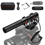 Comica CVM-VM20 Shotgun Video Microphone with OLED Power Display & Two Low Cut Filter Modes, Super-Cardioid Directional Camera Microphone for Canon Nikon Sony DSLR Cameras & Smartphone（60H+）
