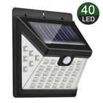Utomhus LED-vägglampa med solceller - 40x LED-lampor Vattentät Rörelsesensor