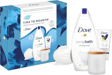 Dove Time to Nourish Treats Collection Bath soak, Hand Cream and Beauty Bar Gif