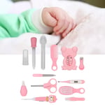 (Pink)Baby Healthcare Kit Scissors Nail Clippers Tweezers Feeding Spoon GSA