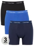 Calvin Klein 3 Pack Boxer Briefs - Blue/Navy/Black, Blue/Navy/Black, Size S, Men
