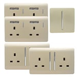 Trendi Switch Modern Glossy Switches/Sockets Bedroom Trade/Multi Buy Pack Gold