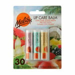 Malibu flavoured 3PK chapped lip care balm SPF 30 UVA/UVB Sunscreen Protection U
