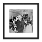 US President Johnson Takes Oath Air Force 1 Photo 8X8 Inch Square Wooden Framed Wall Art Print Picture with Mount