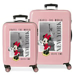 Disney Mickey Y Minnie Travel The World Suitcase Set, One Size, New York, Standard Size, Suitcase Set