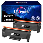 Uniwork Compatible Cartouche de Toner Remplacement pour Brother TN2420 TN 2420 TN2410 TN 2410 pour DCP-L2530DW DCP-L2550DN DCP-L2510D MFC-L2750DW MFC-L2710DN MFC-L2730DW HL-L2310D (Noir, 2-Pack)